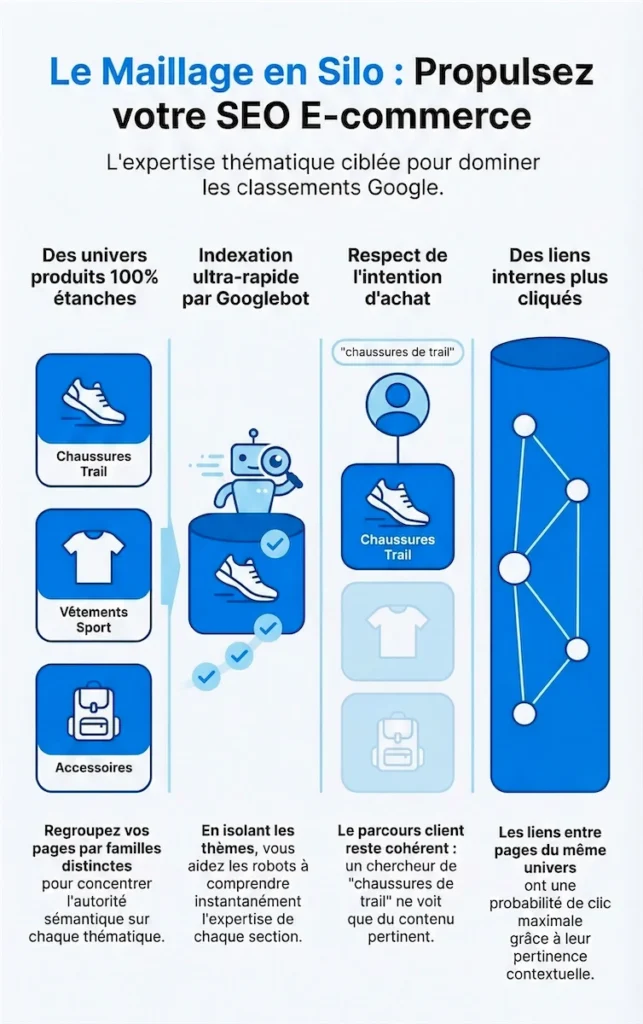 Infographie sur le maillage en silo pour un e-commerce